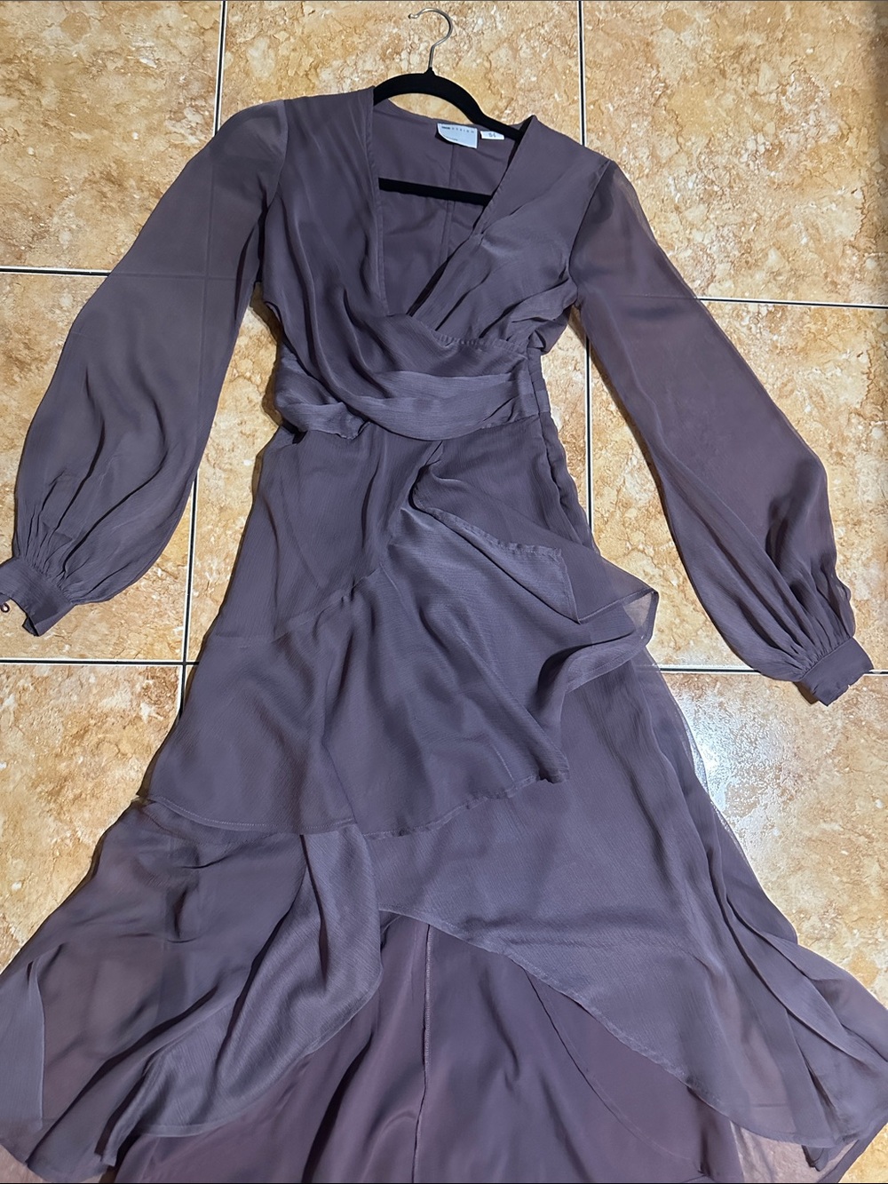 ASOS Mauve Long-Sleeve Wrap Maxi Dress